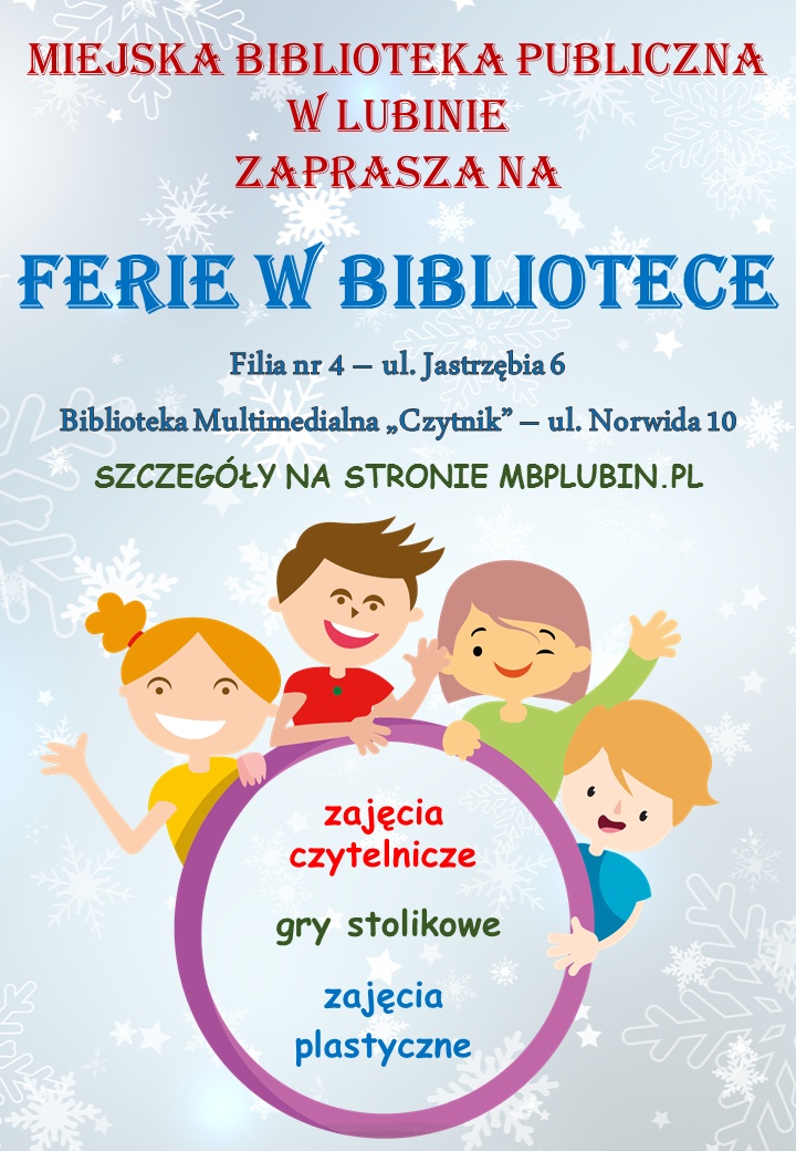 Plakat zajęć: "Ferie w Bibliotece"
